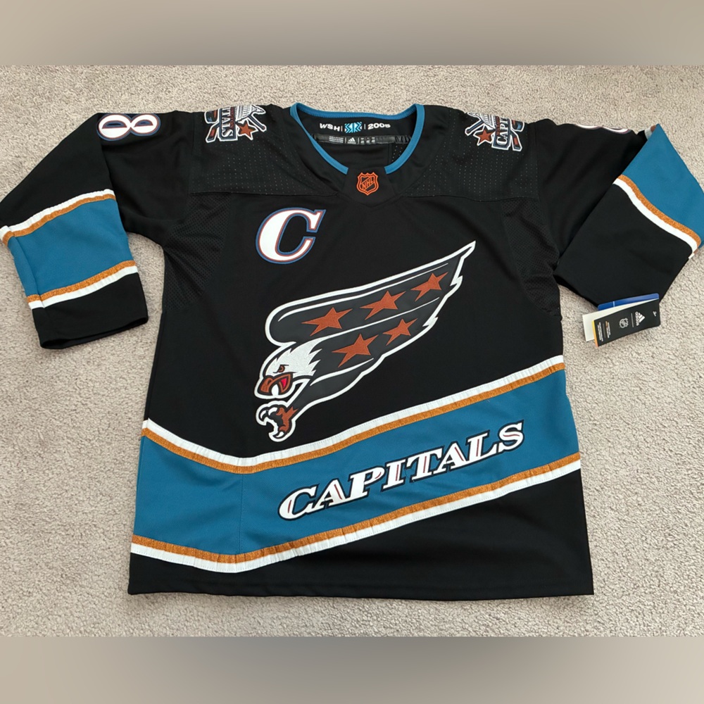 Black and Teal Capitals Hockey Jersey